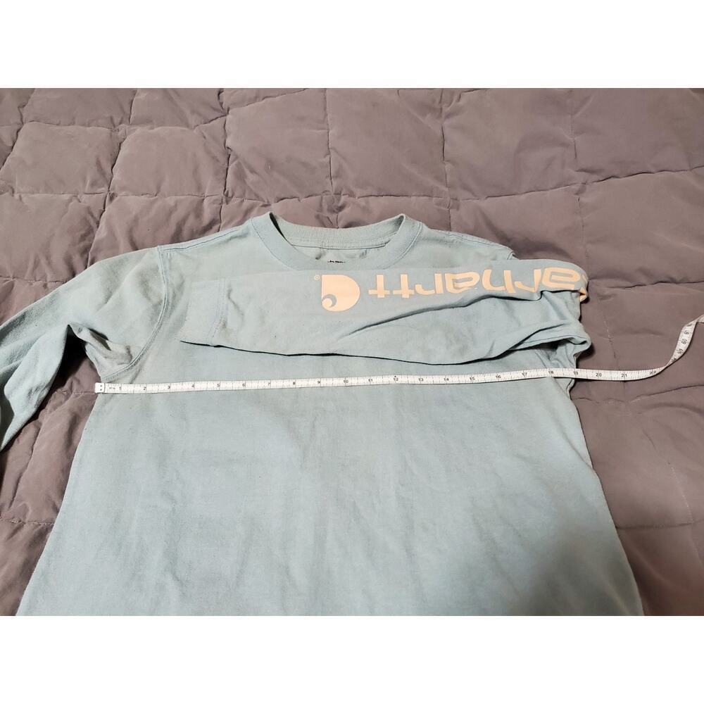 Carhartt Youth Long Sleeve Logo Shirt Blue Loose Fit Kids Size S 4/6 - Picture 3 of 11